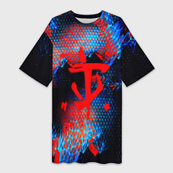 Футболка женская длинная Doom космическая абстракция, цвет: 3D-принт