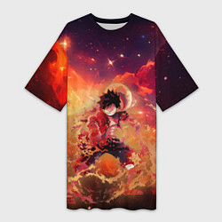 Футболка женская длинная Fire Luffy - One Piece, цвет: 3D-принт