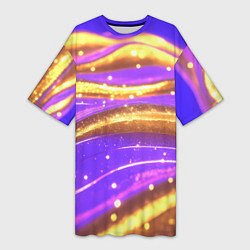 Футболка женская длинная Блестящая волнистая текстура, цвет: 3D-принт