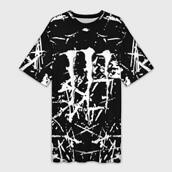 Футболка женская длинная Monster energy белые штрихи краско, цвет: 3D-принт