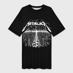Женская длинная футболка Metallica - lightnings in metropolis