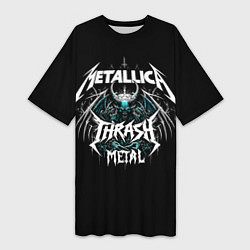Женская длинная футболка Metallica group - thrash metal style