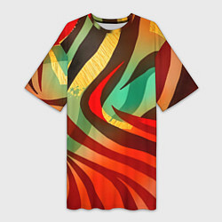 Футболка женская длинная Жаркая полосатая абстракция, цвет: 3D-принт