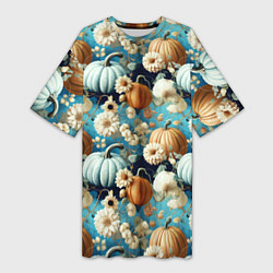 Футболка женская длинная Маленькие тыковки, цвет: 3D-принт