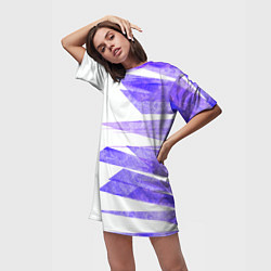 Футболка женская длинная Color white purple, цвет: 3D-принт — фото 2