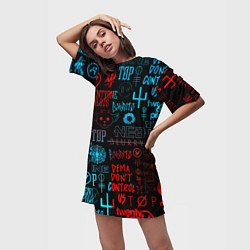 Футболка женская длинная Twenty one pilots rock pattern, цвет: 3D-принт — фото 2