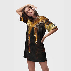 Футболка женская длинная Стекающий мед - текстура, цвет: 3D-принт — фото 2