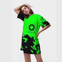 Футболка женская длинная Portal черный дым, цвет: 3D-принт — фото 2