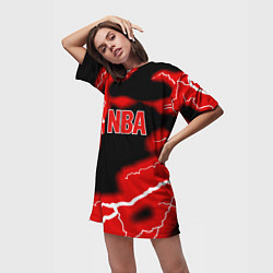 Футболка женская длинная NBA шторм, цвет: 3D-принт — фото 2