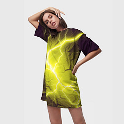 Футболка женская длинная Color yellow black, цвет: 3D-принт — фото 2