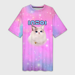 Футболка женская длинная Inzoi розовый фон, цвет: 3D-принт