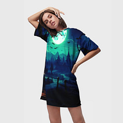 Футболка женская длинная Day of the Dead - Хэллоуин, цвет: 3D-принт — фото 2