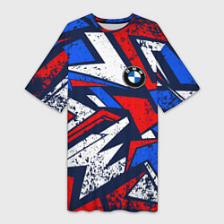 Футболка женская длинная BMW - m colors, цвет: 3D-принт