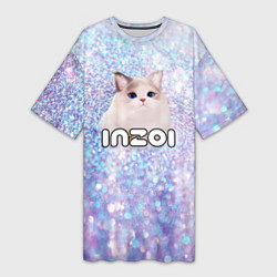 Футболка женская длинная Inzoi белые блестки, цвет: 3D-принт