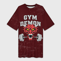 Футболка женская длинная Gym demon, цвет: 3D-принт