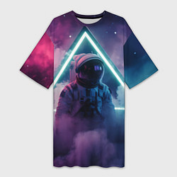 Футболка женская длинная Космос фиолетовый стиль, цвет: 3D-принт