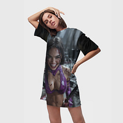 Футболка женская длинная Радостная Милина, цвет: 3D-принт — фото 2