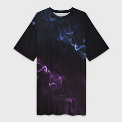 Футболка женская длинная Color black blue pink, цвет: 3D-принт