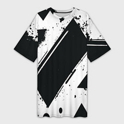 Футболка женская длинная Color black white, цвет: 3D-принт