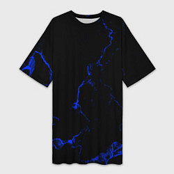 Футболка женская длинная Color black blue, цвет: 3D-принт