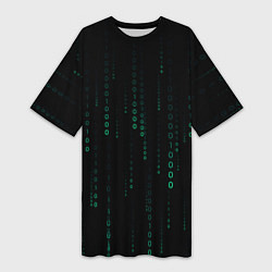 Футболка женская длинная Color black turquoise, цвет: 3D-принт