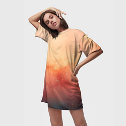 Футболка женская длинная Градиент в персиковых тоннах, цвет: 3D-принт — фото 2