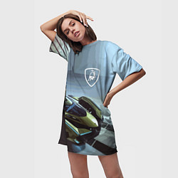 Футболка женская длинная Lamborghini - motorsport extreme, цвет: 3D-принт — фото 2