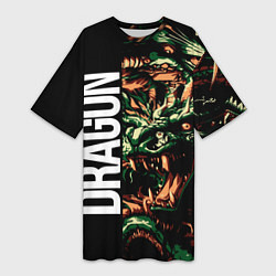 Футболка женская длинная Татуировка дракона ирезуми, цвет: 3D-принт