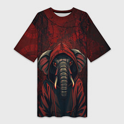 Футболка женская длинная Слон в балахоне, цвет: 3D-принт