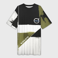 Футболка женская длинная Volvo логотип, цвет: 3D-принт