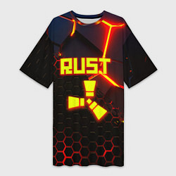 Футболка женская длинная Rust hexagon краски, цвет: 3D-принт