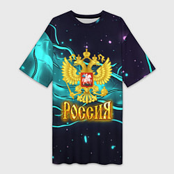 Женская длинная футболка Россия - березовая абстракция