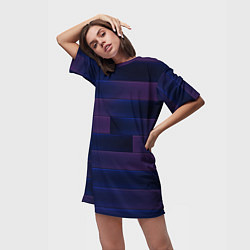 Футболка женская длинная Color blue square, цвет: 3D-принт — фото 2