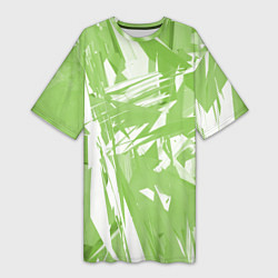 Футболка женская длинная Color white green, цвет: 3D-принт