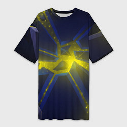 Футболка женская длинная Разлом космических неоновых плит, цвет: 3D-принт