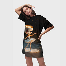 Футболка женская длинная Балерина Капучино, мем, Ballerina Cappuccina, цвет: 3D-принт — фото 2