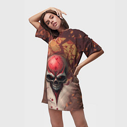 Футболка женская длинная Череп с красными бликами, цвет: 3D-принт — фото 2