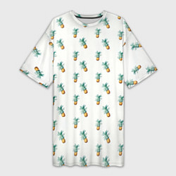 Футболка женская длинная Летние мотивы ананас, цвет: 3D-принт