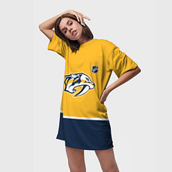 Футболка женская длинная Нэшвилл Предаторз хоккей, цвет: 3D-принт — фото 2