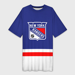 Футболка женская длинная Нью Йорк Рейнджерс хоккей, цвет: 3D-принт