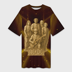 Футболка женская длинная ACDC стиль памятника, цвет: 3D-принт