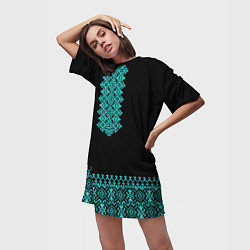 Футболка женская длинная Обережная вязь - вышиванка, цвет: 3D-принт — фото 2