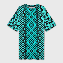 Футболка женская длинная Орнамент Руси, цвет: 3D-принт