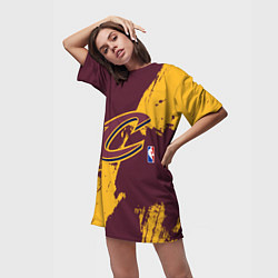 Футболка женская длинная Cleveland Cavaliers NBA team, цвет: 3D-принт — фото 2