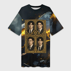 Футболка женская длинная Astro в золотой рамке, цвет: 3D-принт
