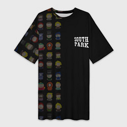 Футболка женская длинная Персонажи Южный парк и лого, цвет: 3D-принт