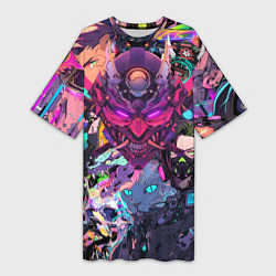 Футболка женская длинная Стиль Cyberpunk, цвет: 3D-принт