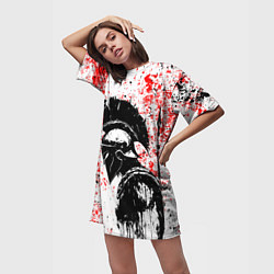 Футболка женская длинная Воин Спарты, цвет: 3D-принт — фото 2