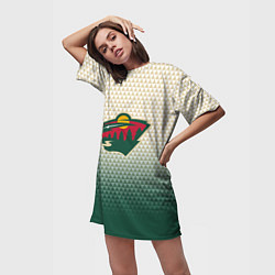 Футболка женская длинная Миннесота Уайлд - геометрический градиент, цвет: 3D-принт — фото 2