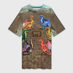 Футболка женская длинная HOMM3 Dragons Battle 2, цвет: 3D-принт